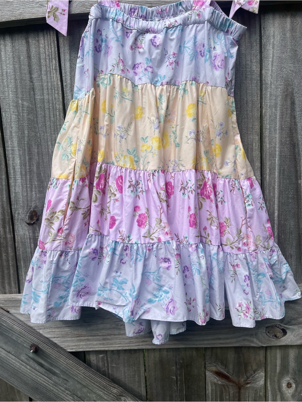 LoveShackFancy Target Pastel Tiered Floral Dress with Tie Straps Sz M - Picture 10 of 12